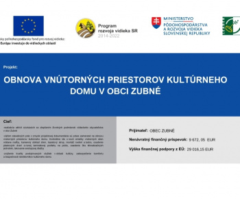 Aktuality / Obnova vnútorných priestorov kultúrneho domu v obci Zubné - foto