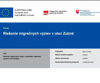 Aktuality / Riešenie migračných výziev v obci Zubné - foto