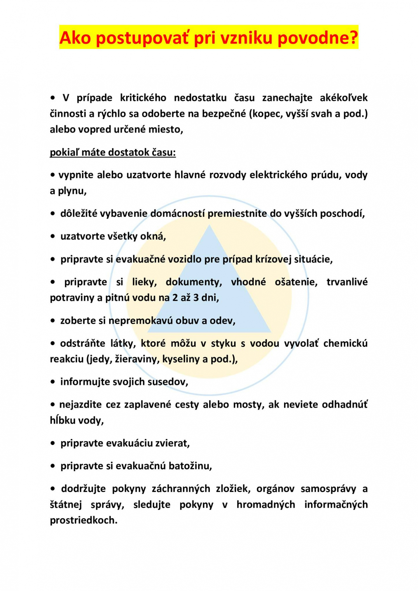 Fotka - Ako postupovať pri vzniku povodne